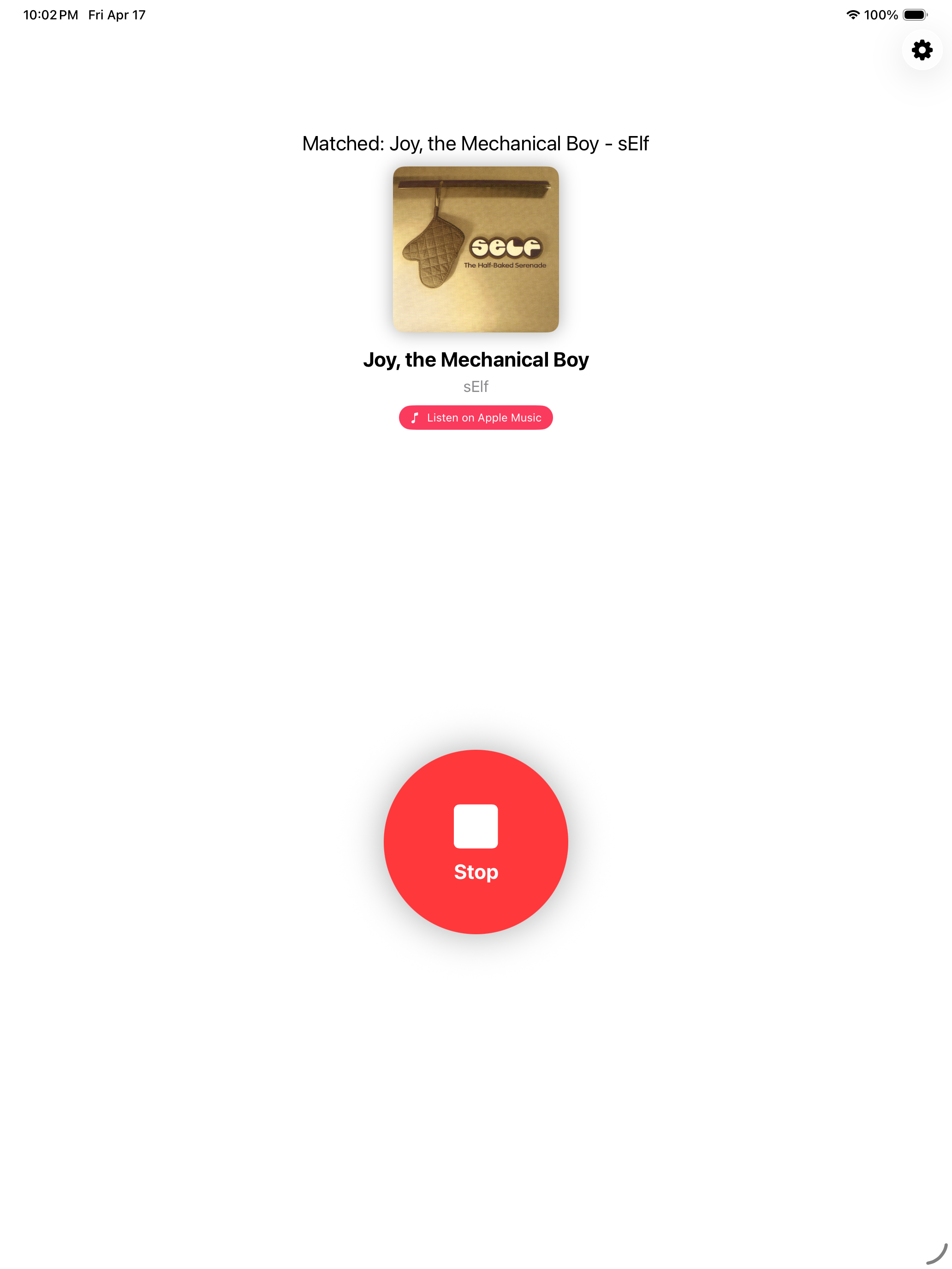 Track identified on iPad