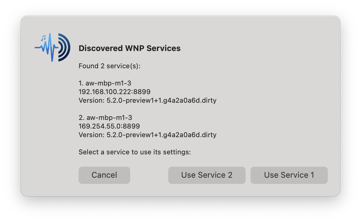 Discovered WNP services