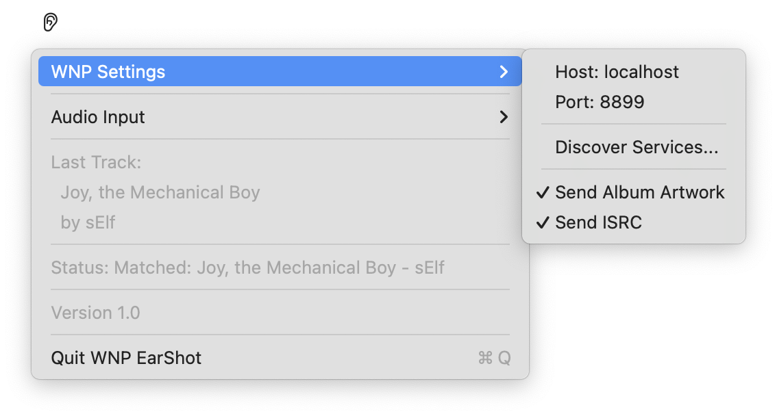 EarShot macOS menu bar